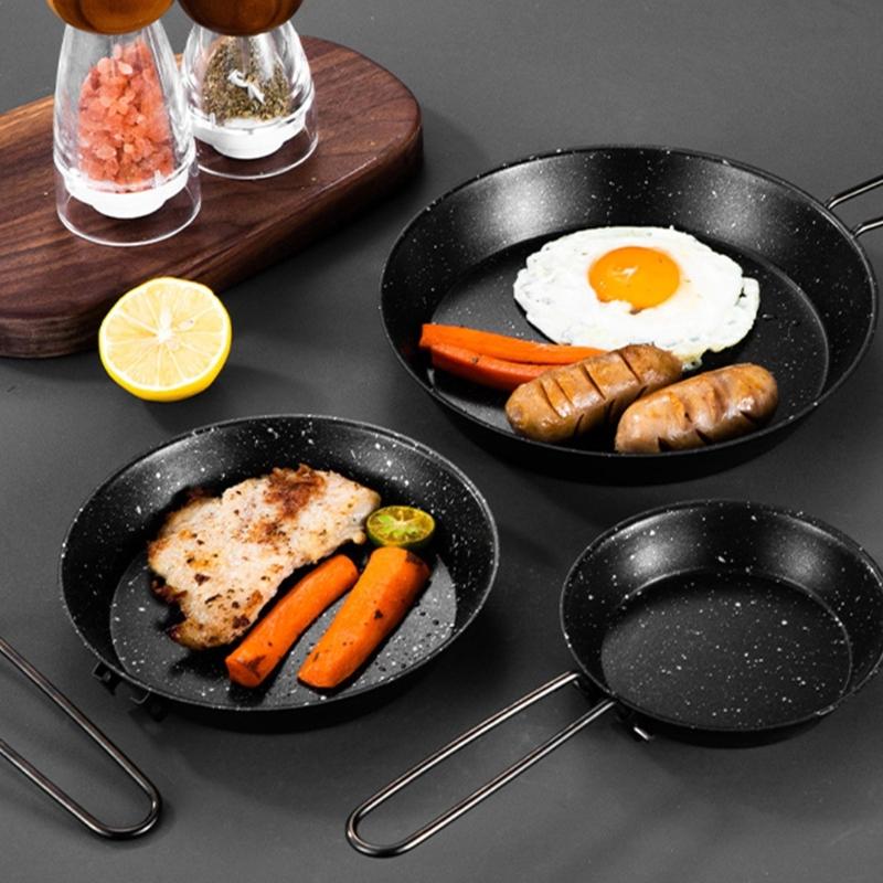 3Pcs Folding Nonstick Frying Pans Portable Outdoor Cookware Light Weight Quick Heating Skillets Cooking Accessory
