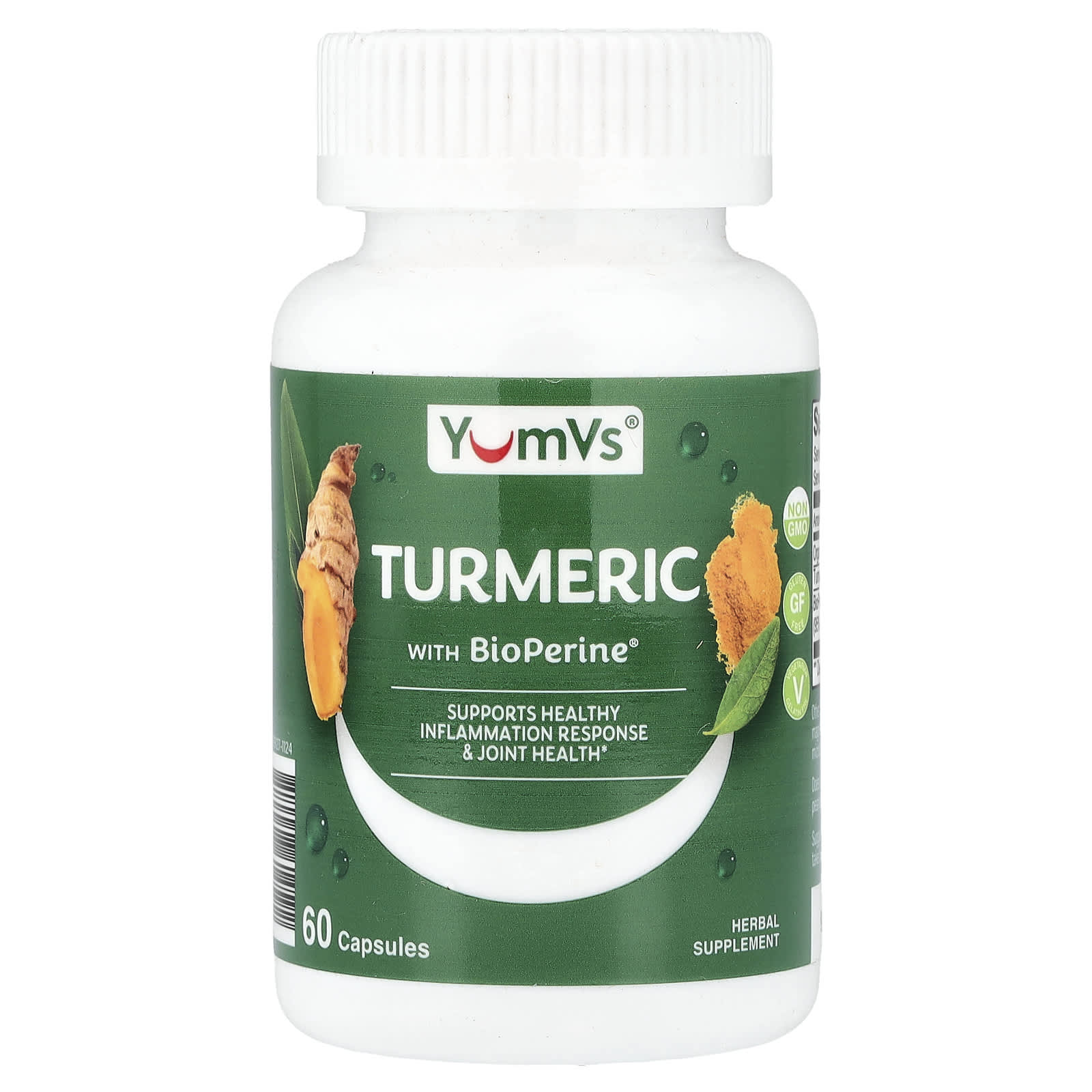 

YumVs, Turmeric with Bioperine®, 60 Capsules
