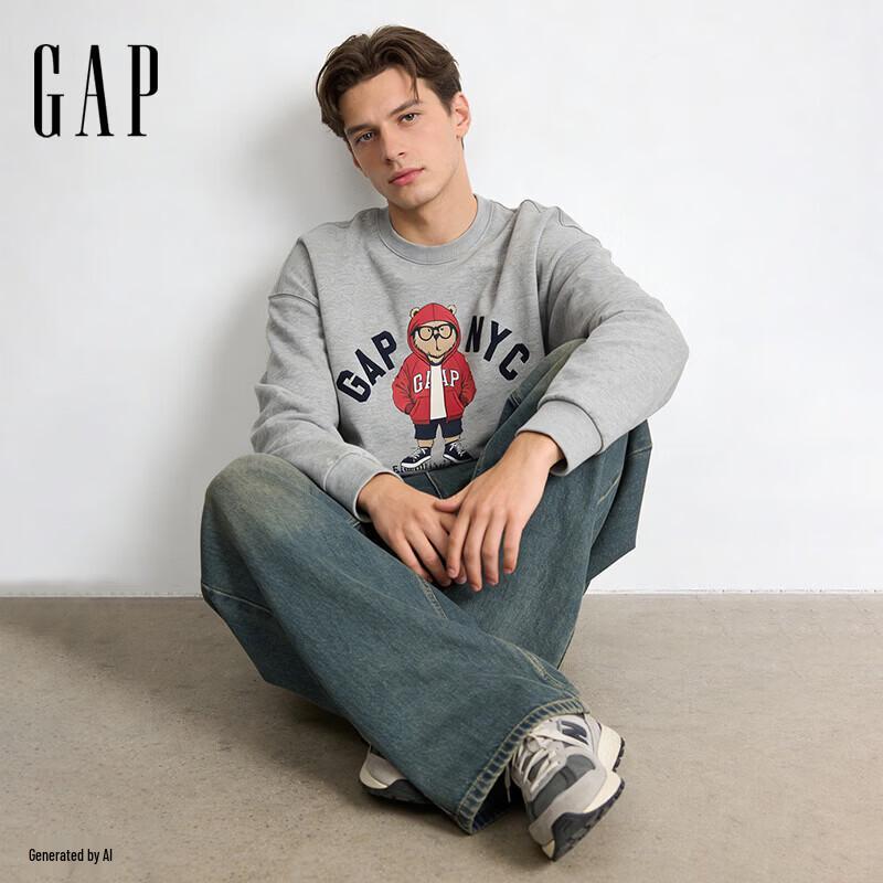 GAP Unisex Bear Logo Crew Neck Sweatshirt