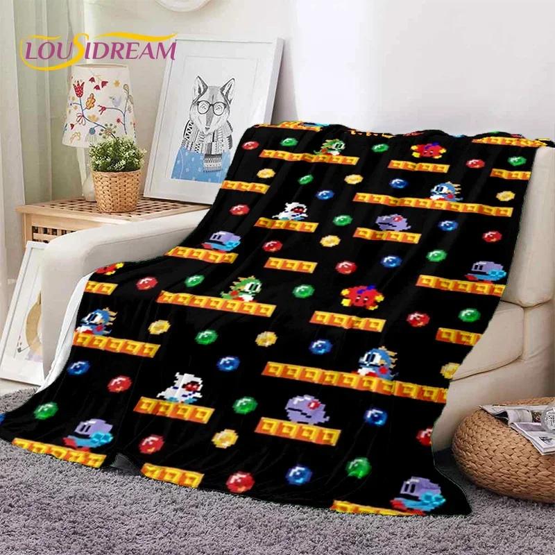 Cartoon Bubble Bobble Puzzle Bobble Retro Game Soft Flannel Blanket for Beds Bedroom Sofa Picnic,Throw Blanket Outdoors Leisure