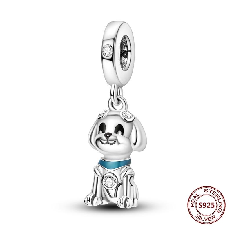 Copper Original Dog Cat Safety Chain Lazy Cat Pink Zircon Pet Paw Print Footprint Charms Fit Bracelet For Women Diy Jewelry