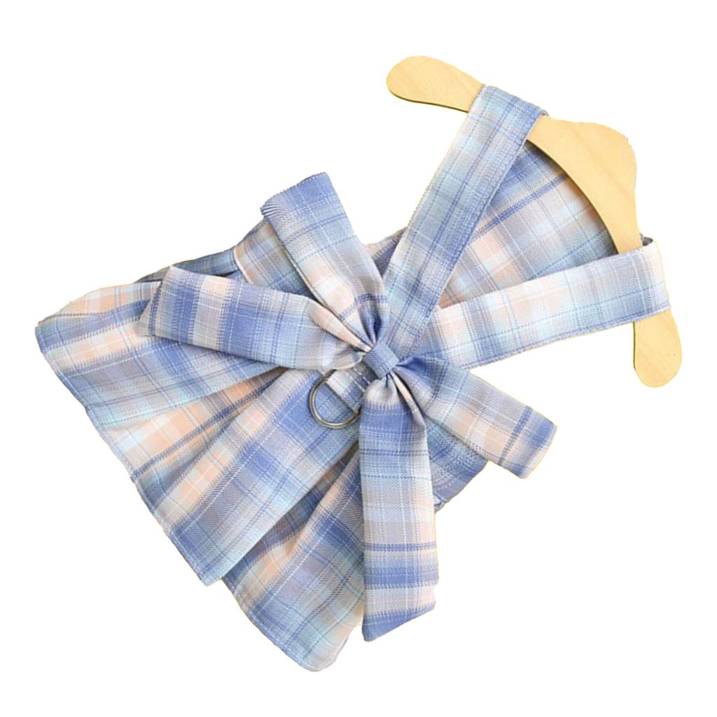 Plaid Dog Dress Bow Tie Harness Leash Set Breathable Soft Comfortable Puppy Dress for Daily Walking
