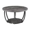 Coffee Table, Modern Round Coffee Table, 2 Tiers Wooden Circle Center Desk with Open Storage, Minimalist Sturdy Metal Frame Accent End Desk for Living