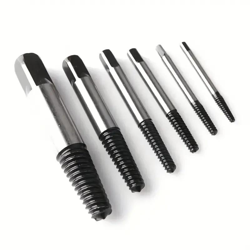 6pc Broken Head Screw Extractor Coarse Teeth Fine Teeth Water Tap Broken Thread Extractor Screwdriver Tool Plastic Box Set