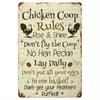Farmhouse Wall Decor Vintage Chicken Coop Rules Metal Sign, Rustic Funny Chicken Quotes Farmhouse Kitchen Art, Flat 2D Metal Pla