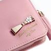 PU Mini Ribbon Cute Gift 151124 [Fair Fairy] Women's Bi-fold Wallet, Leather, Wallet, Design, (Pink)