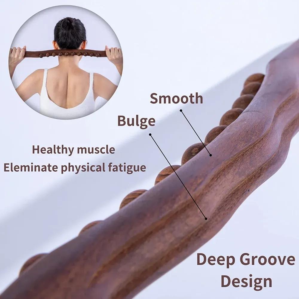 20 Beads Universal Back Massage Tendons Beech Wood Scraping Stick Point Treatment Guasha Relax Therapy Tool Abdominal Massager