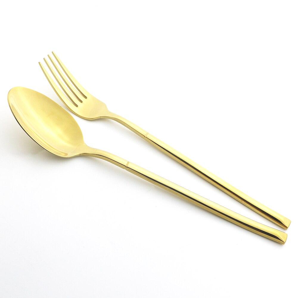 6Pcs Gold Cutlery Set Stainless Steel Dinnerware Set Knife Dessert Fork Coffee Spoon Tableware Family Kitchen Flatware Silverware