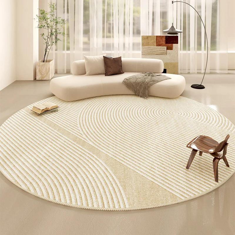 Minimalist Line Living Room Decoration Carpet Japanese-style Round Rugs for Bedroom Fluffy Soft Thicken Rug Home Study Plush Mat