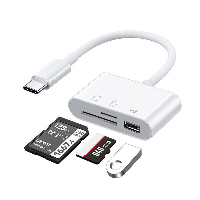 Multi-Function USB-C Card Reader with TFSD, Camera, and Mobile Phone Support