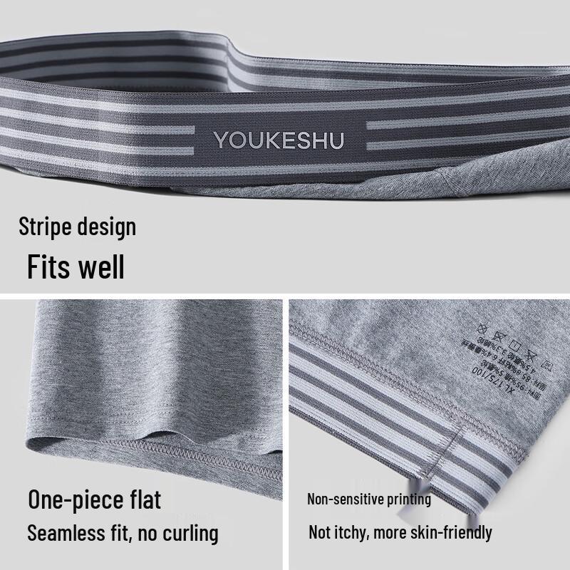 YOUKESHU Men's Xinjiang Cotton 10A Antibacterial Boxer Briefs 3-Pack