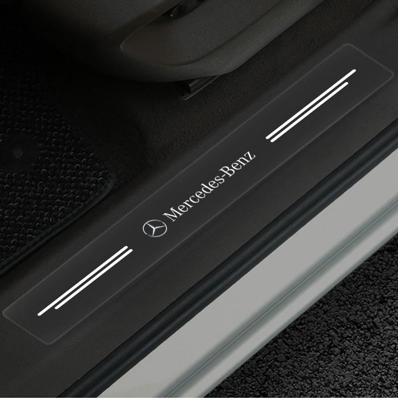 4X Car Threshold Protector Transparent Decorative 3D Sticker For Mercedes Benz AMG W212 W205 W246 W177 W176 W213 GLC GLE GLS ML Welcome Laser Lamp