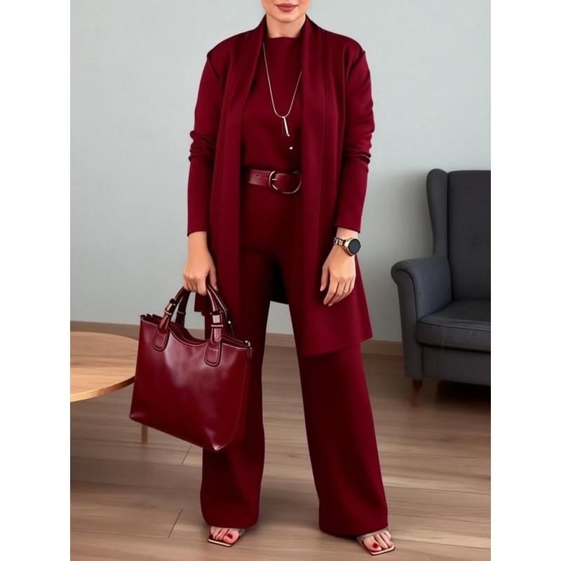 DICFY Women's Fashion Casual Autumn Winter Long Sleeve O-Neck Pants Suits