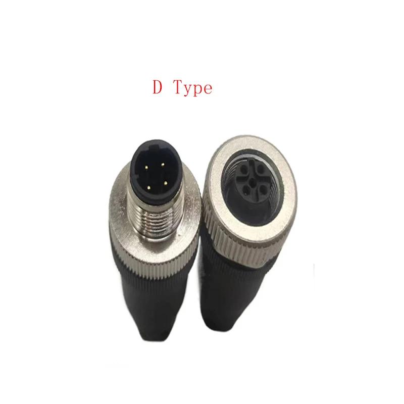 Waterproof IP67 A B D Type LED Sensor Weldless M12 3 4 5 8 12 Pin Aviation Connector Straight/Curved Male Female Plug Screw Lock