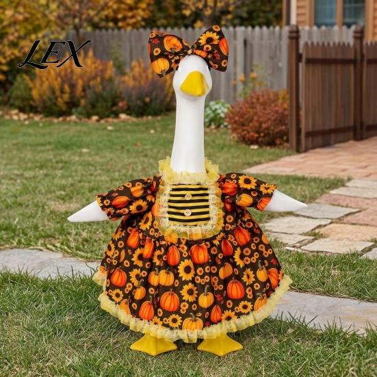 Festive Goose Clothes for Harvest Celebrations Thanksgiving Porch Outfits 23" Statue, Fall Maple Leaf Reusable Outfit 23 Inch Statues Pumpkin Clothes,