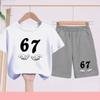 Completo sportivo per bambini: Set di T-shirt casual a maniche corte stampata+pantaloncini adatto per la calda estate