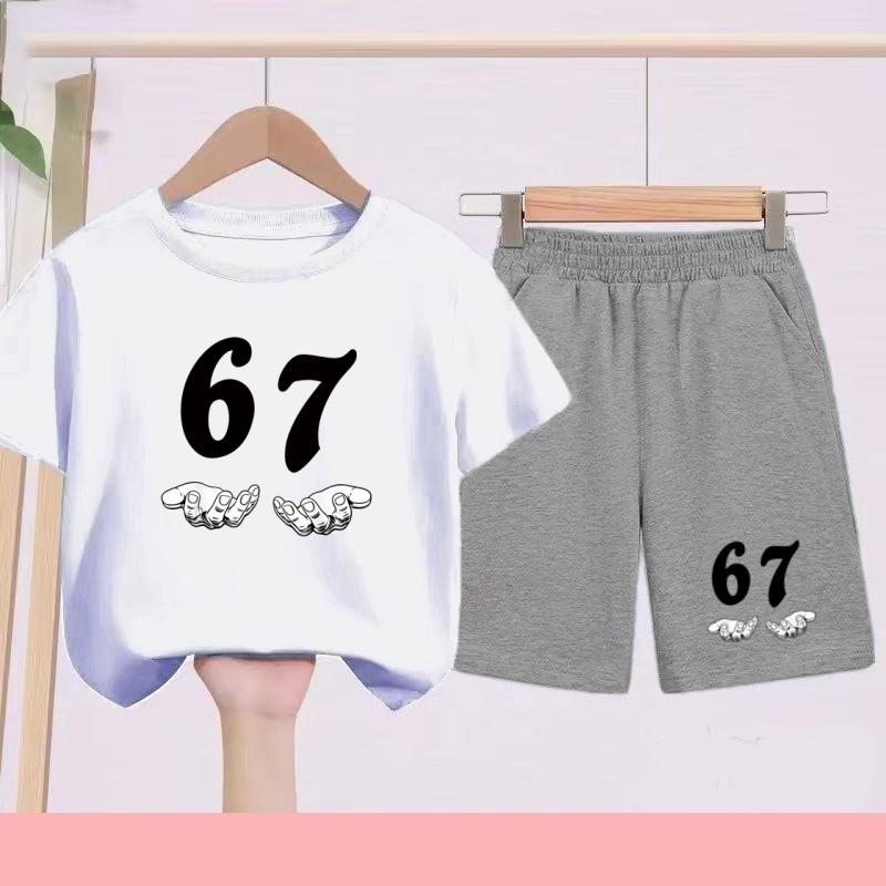 Completo sportivo per bambini: Set di T-shirt casual a maniche corte stampata+pantaloncini adatto per la calda estate