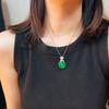 Full Green Yang Green Natural Agate Green Chalcedony Pendant Female Opening Slightly Inlaid, Real Shot Fidelity