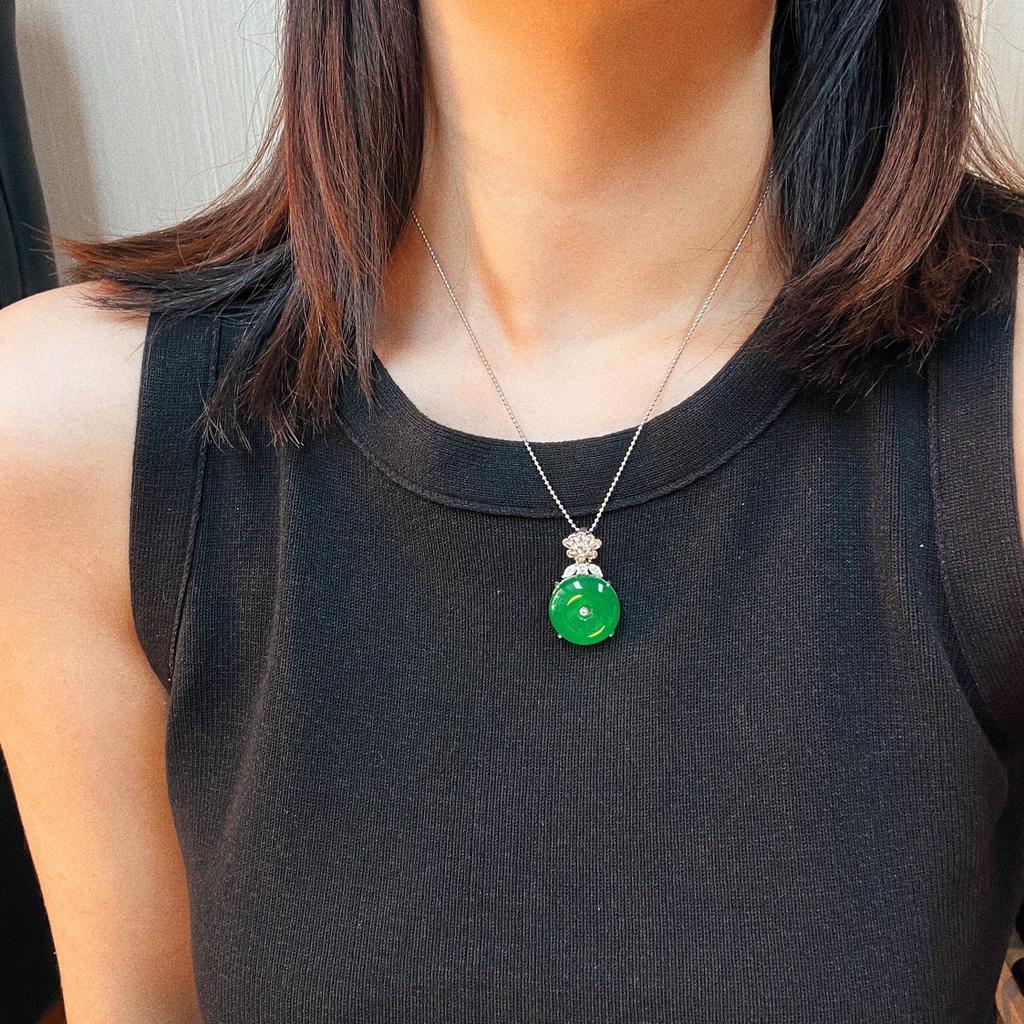 Full Green Yang Green Natural Agate Green Chalcedony Pendant Female Opening Slightly Inlaid, Real Shot Fidelity