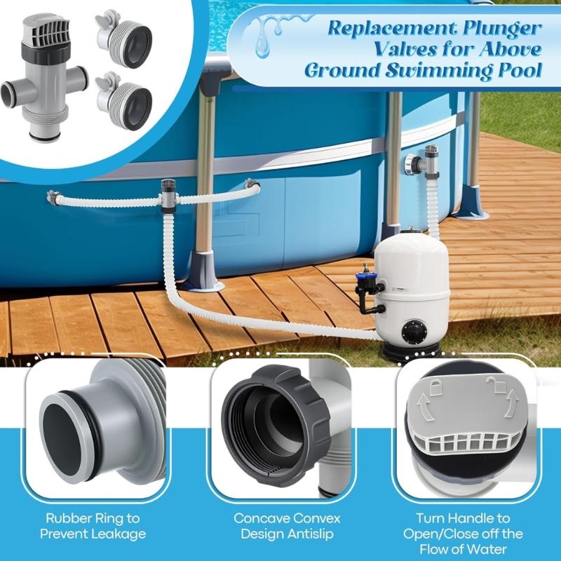 Ensemble de vannes pour tuyau fendu pour pompes de piscine hors sol 2 adaptateurs inclus Construction solide en plastique Prévention des fuites