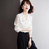 2025 Autumn Floral Long Sleeve Bowknot Chiffon Shirt - Slimming & Tummy Covering