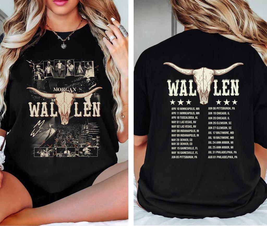 Morgan Wallen Tour 2026 Shirt, 2 Sided Concert Tee, Bull Skull Wallen Merch, Country Music Graphic T-Shirt