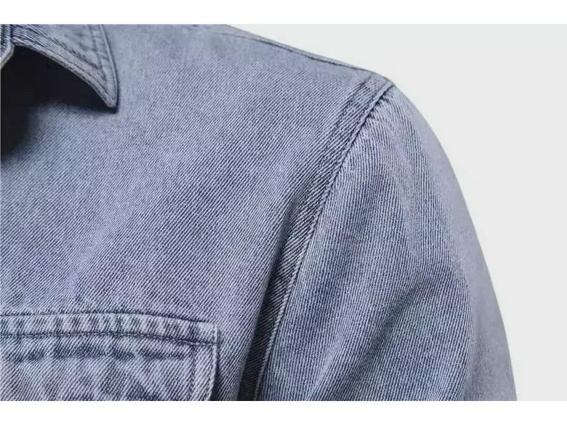 Męska cienka koszula dżinsowa z długim rękawem w stylu koreańskim - Modna casualowa kurtka robocza na wiosnę/jesień 2024