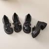Black platform British style heightening small leather shoes summer and autumn new Japanese round head versatile lace-up retro