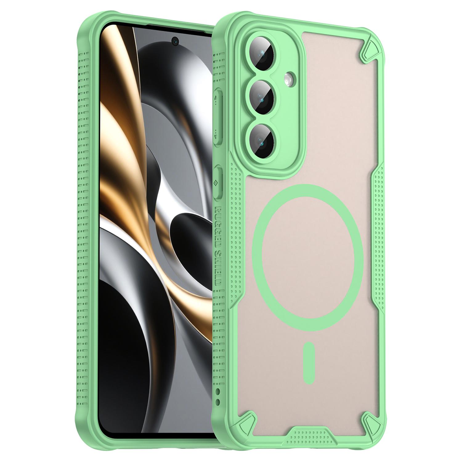 

For Samsung Galaxy S25 FE Magnetic Case Compatible with MagSafe TPU+PC Phone Back Cover Green