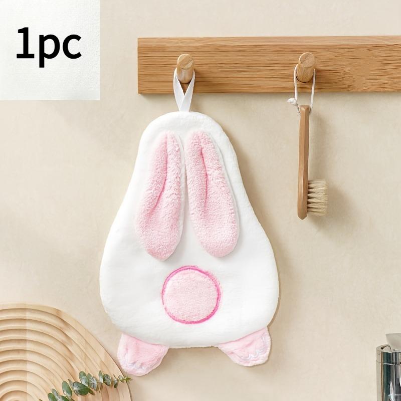 1pc Hand Towel Made of Soft Coral Features a Charming Cartoon Rabbit Design,Is Thick And Absorbent,for Both The Bathroom Kitchen