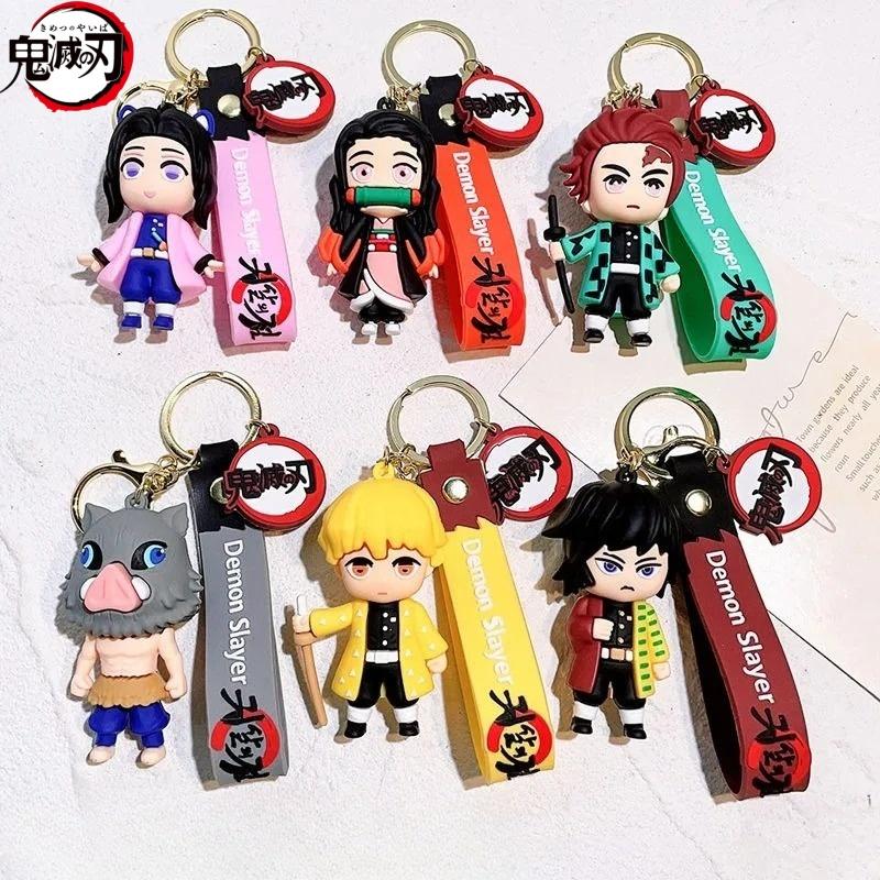 Chic Studio Unisex New Demon Slayer Nezuko Kamado Tanjiro Tomioka Giyuu Kochou Shinobu Hashibira Inosuke Keychain Anime Doll Decorative Pendant