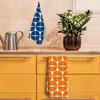Trendy Retro Orange and Blue Pattern Kitchen Towels Set of 2, Mid Century Modern Scandinavian Aesthetic Hand Towels for Bathroom,16x24 Inch