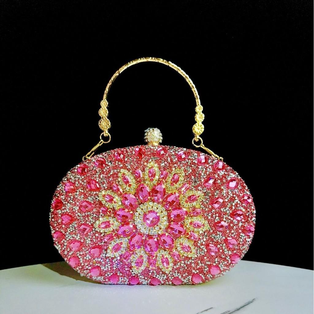Pochette a Conchiglia con Strass Scintillanti e Catena per Eventi Serale