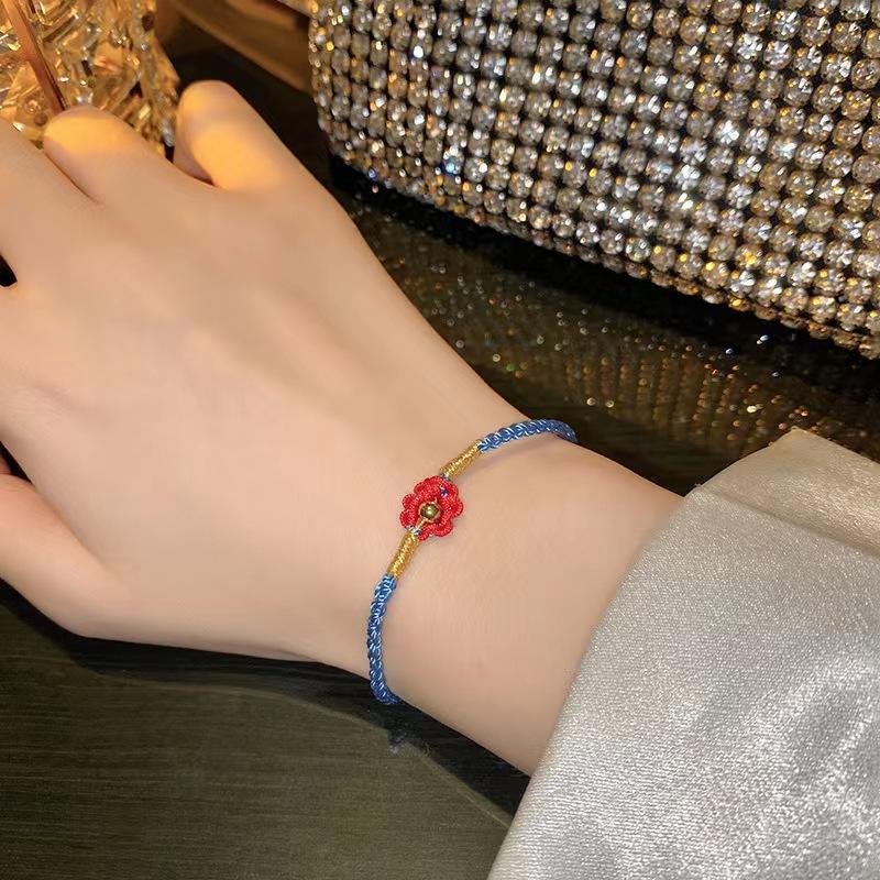 I Will Send You A Small Red Flower Jackson Yee Handwoven Hand Rope Women'S Niche Versatile Ethnic Style Jewelry.
