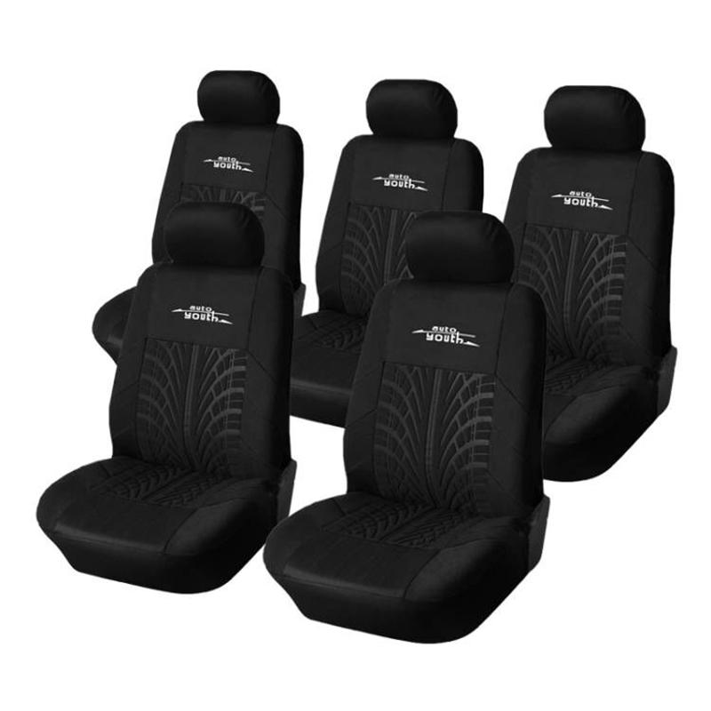 2/5pcs Car Seat Covers Set Universal Fit Most Cars Covers with Tire Track Embroidery Detail Styling Car Seat Protector
