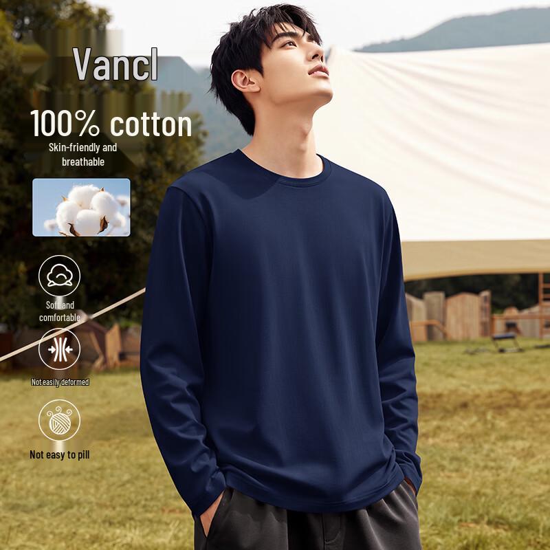 VANCL Men's Cotton Long-Sleeve Oversized T-Shirt