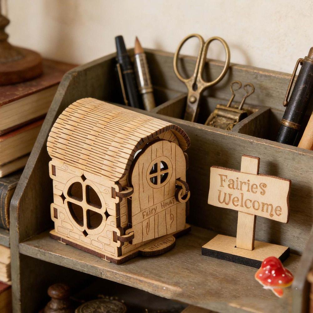 DIY Kit Wooden Fairy House Kit Wooden Material DIY Assembled House  Desktop Decoration
