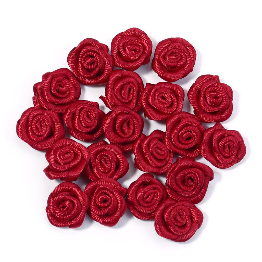 20pcs 1.5cm Polyester Rose Flowers Colorful Mini Artificial Flowers For Wedding Party DIY Wreath Clothing Headwear Decoration