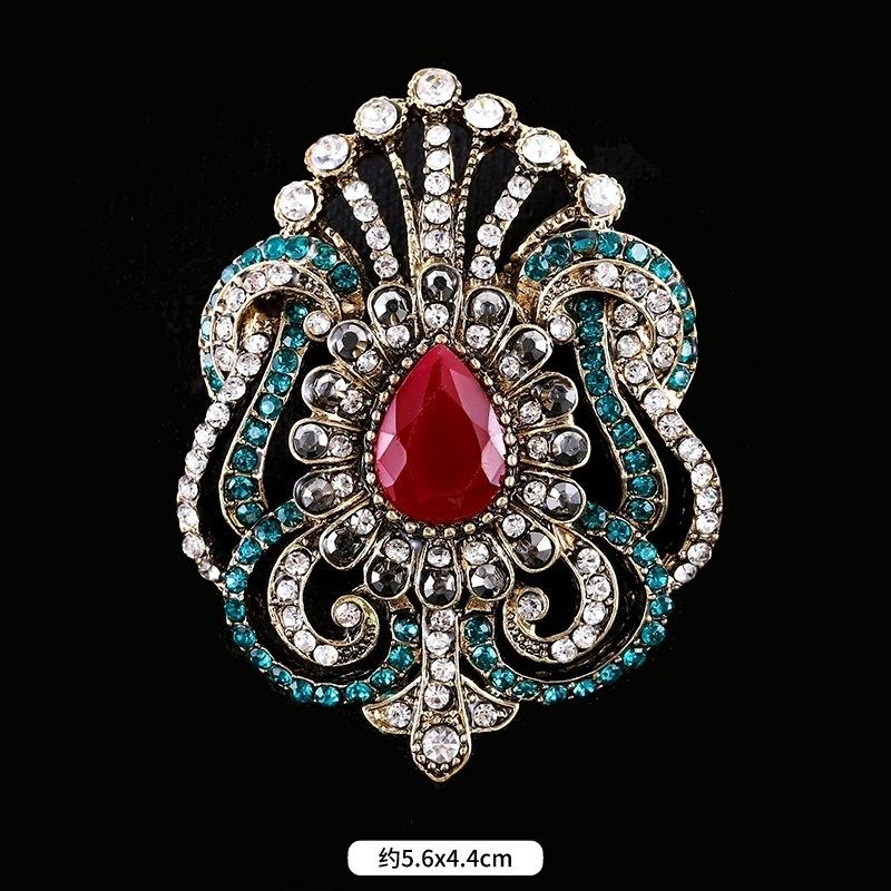 Fulok Court Brooch Femininity Metal Crystal Badge Pin Suit Coat Accessories