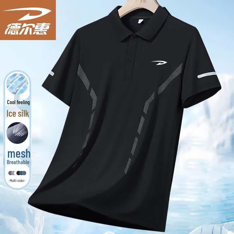 DERHUI Men s Summer Ice-Feel Polo T-Shirt L