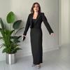 Europe, America, Amazon cross-border women's clothing new solid color long-sleeved coat tube top backless split dress set