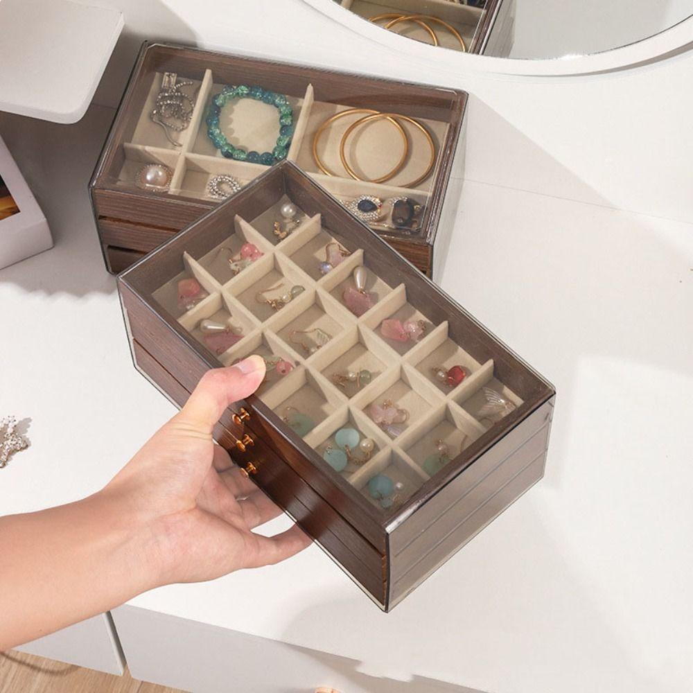 Rings Necklace Wooden Jewelry Box Multi-layer Jewelry Storage Case Fashion Jewelry Holder  Vacation
