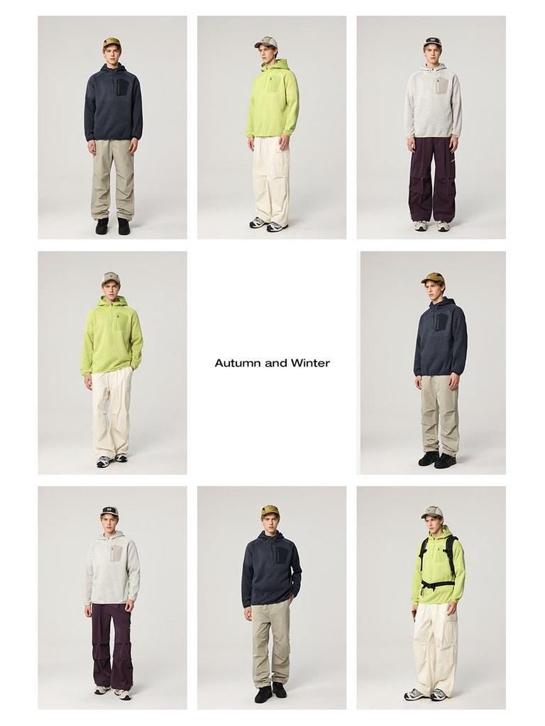 Men's Winter Sporty Loose-Fit Half-Zip Hoodie - American Mountain Style