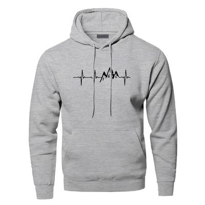 Montagne battement de coeur sweat à capuche hommes son rayon diagramme sweat à capuche hiver automne imprimer noir gris vêtements de sport