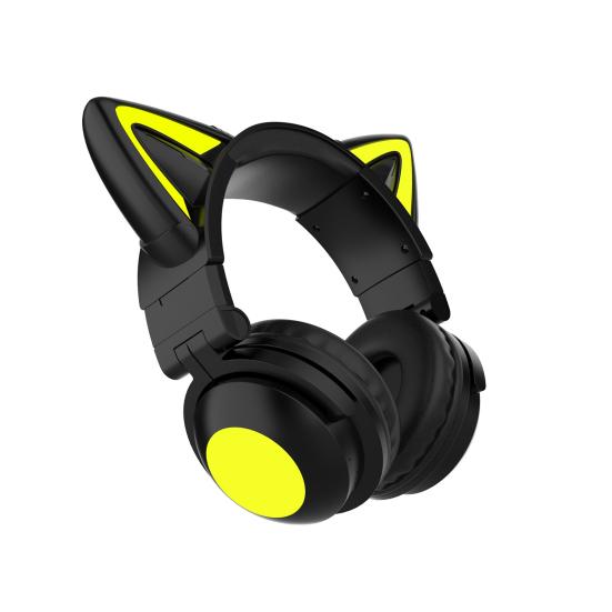 Bluetooth-compatible Headphone Colorful Luminous Cat Ear Shape Stereo Music Wireless Gaming Headset for Mobile Phone