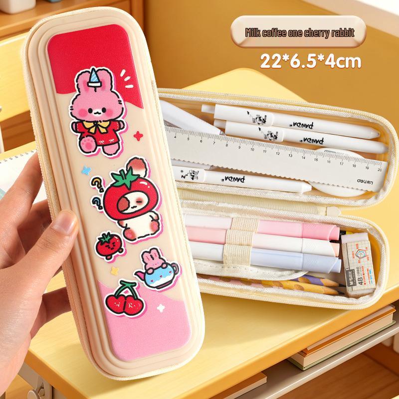 Layered Cartoon Pencil Case for Girls & Boys - Large Capacity School Stationery Bag