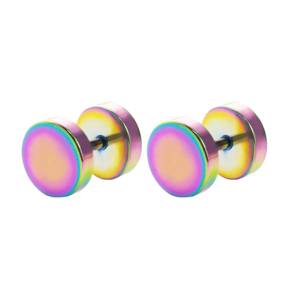 2pcs 16G Colorful Stainless Steel Round Stud Earrings For Women Dumbbell Piercing Earrings Men Punk Jewelry 8mm 10mm
