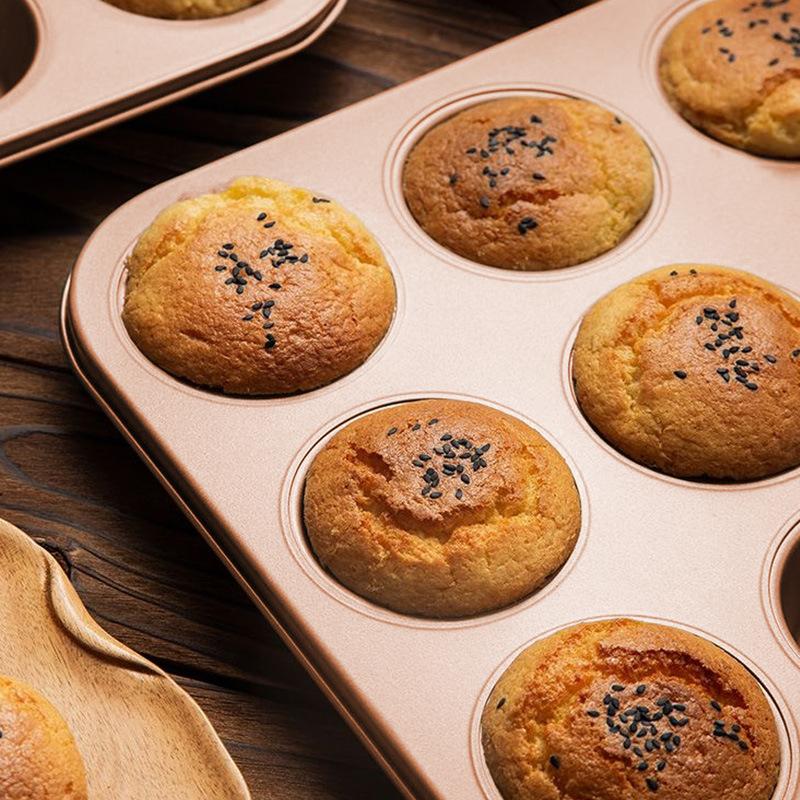 6 Cavity Small Muffin Pan Diy Carbon Steel Mini Baking Molds Easy Release Non-Stick Cupcake Baking Mould