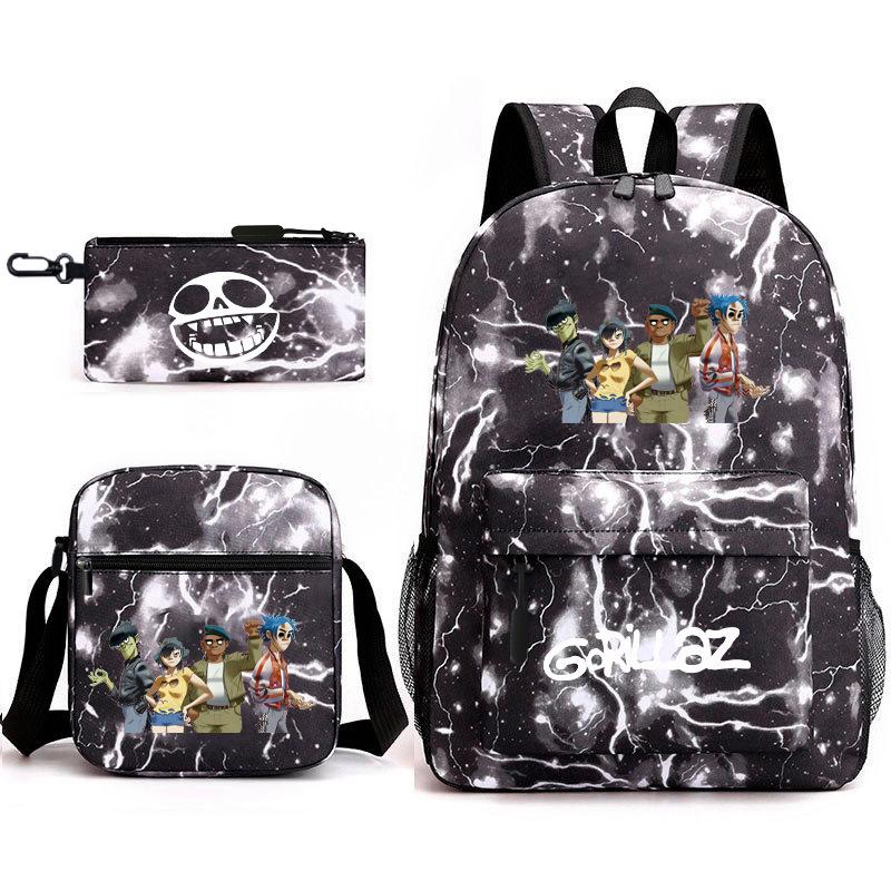 British virtual band trend heat transfer, primary and secondary school students schoolbag Gorillaz children's starry sky three-piece set, teenagers