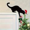 Cat Shaped Christmas Door Corner Decoration Fun Charming Imitation Wood Door Frame Ornament Rustic Door Decoration